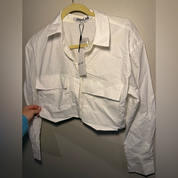 [grey lab] cropped white button up - Picture 5 of 7